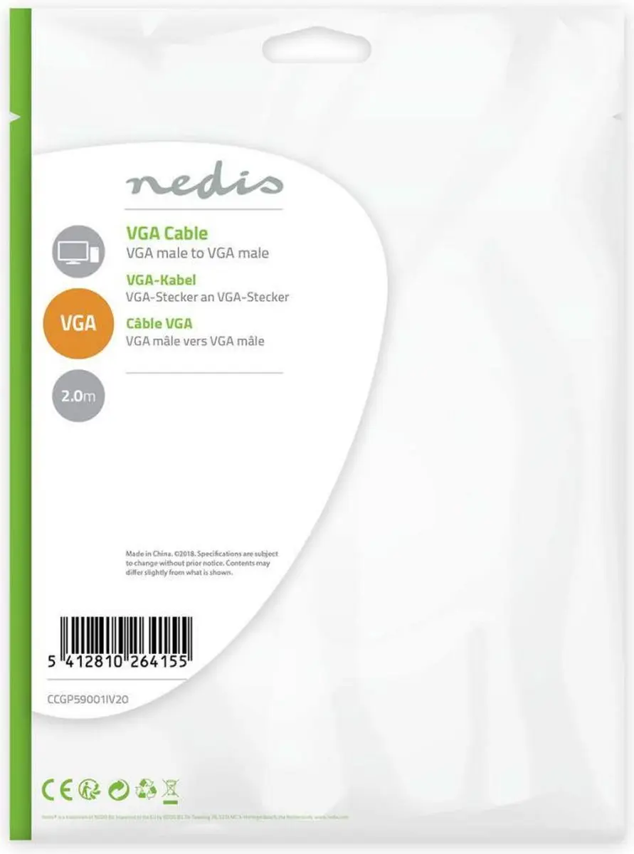 Nedis VGA-Kabel CCGP59001IV20 - 2m - Ivoor - afbeelding 3 van 6