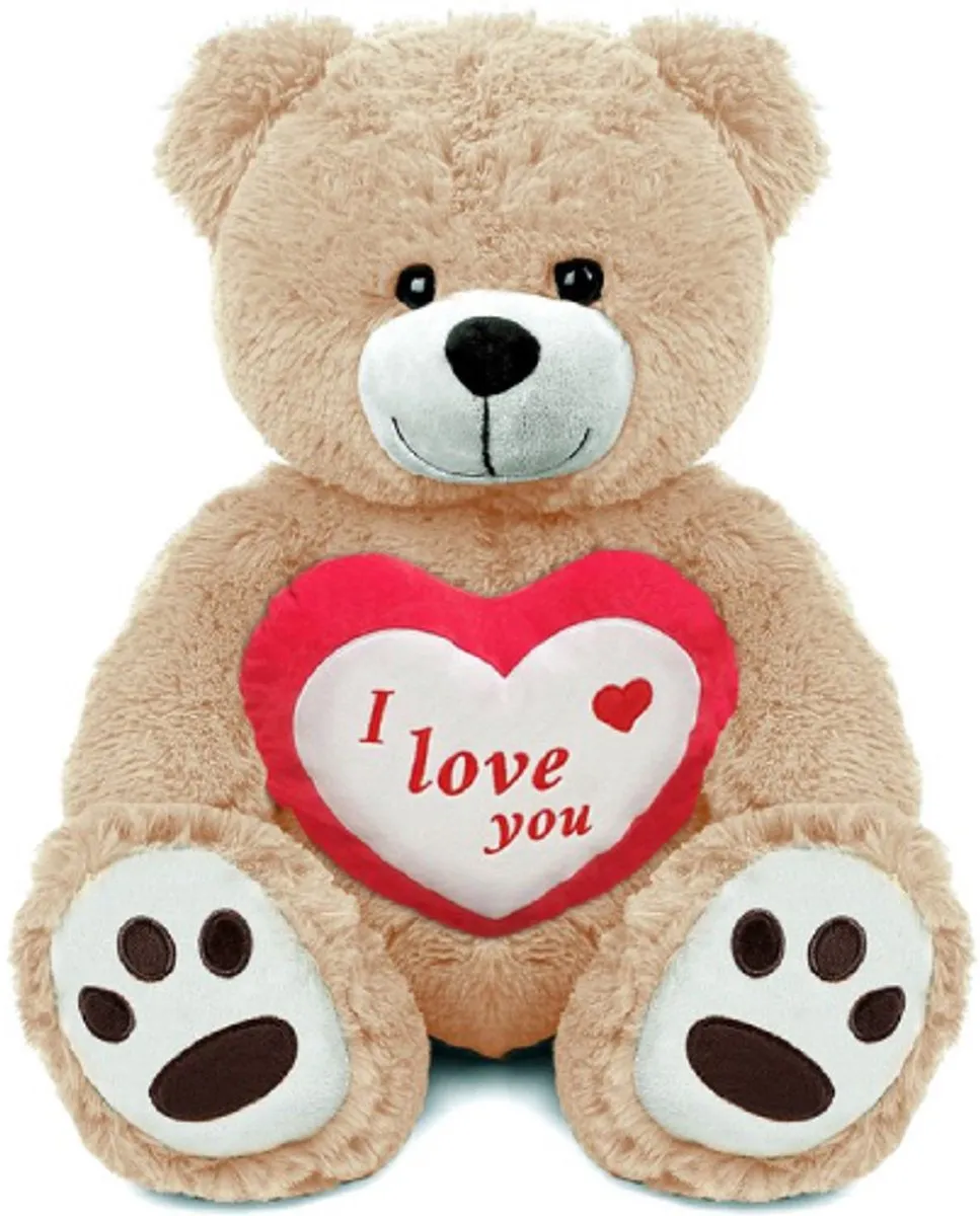 Topknuffels Teddybeer XXL 100cm - Wit/Rood