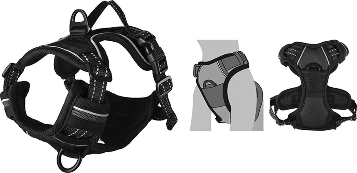 Flamingo Balou Hondenharnas Anti-Trek - Maat M - Zwart