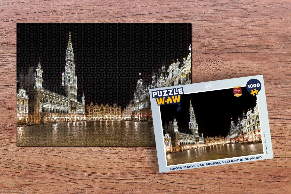 PuzzleWow Legpuzzel Grote Markt Brussel 1000 Stuks - Multicolor