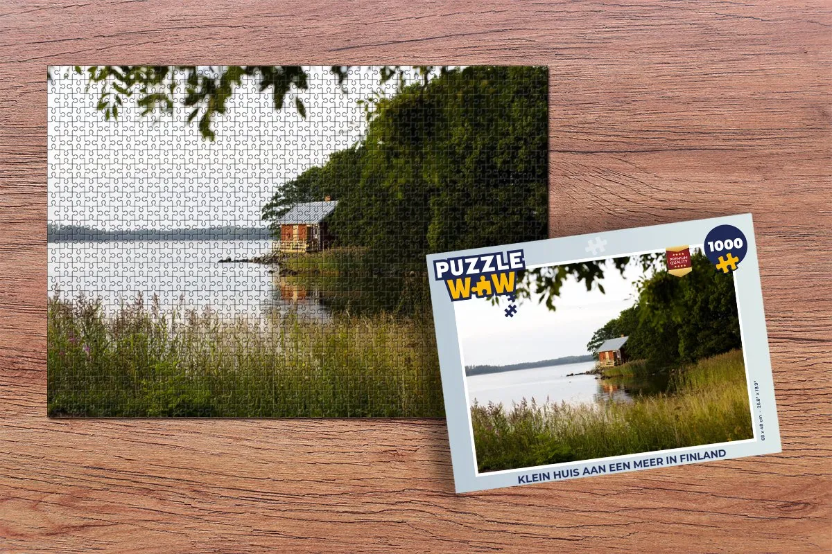 PuzzleWow Legpuzzel 1000 Stuks - Klein Huis aan Meer Finland - Multicolor