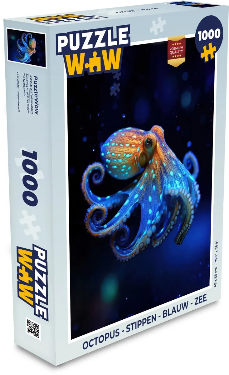 PuzzleWow Octopus Stippen Legpuzzel 1000 Stuks