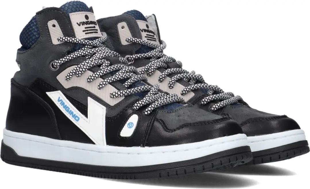 Vingino Joshua Mid Hoge Sneakers - Leer - Jongens - Blauw - Maat 37 - afbeelding 4 van 6
