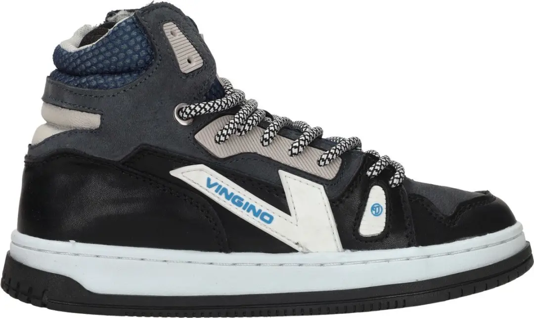 Vingino Joshua Mid Hoge Sneakers - Leer - Jongens - Blauw - Maat 37 - afbeelding 3 van 6