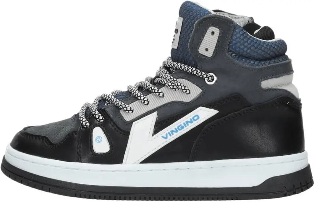 Vingino Joshua Mid Hoge Sneakers - Leer - Jongens - Blauw - Maat 37 - afbeelding 2 van 6