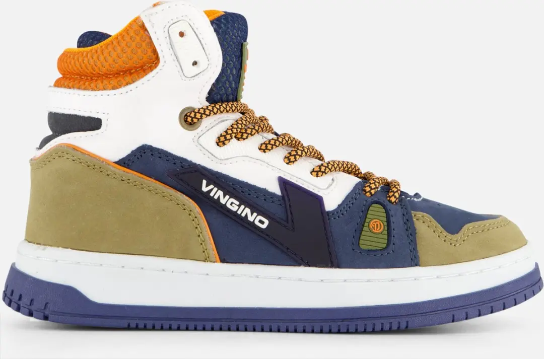 Vingino Joshua Mid Sneakers blauw Leer