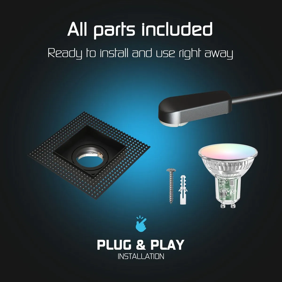 Ledvion Trimless Smart LED Inbouwspot 6x130x130mm - RGBW 4.9W - Zwart