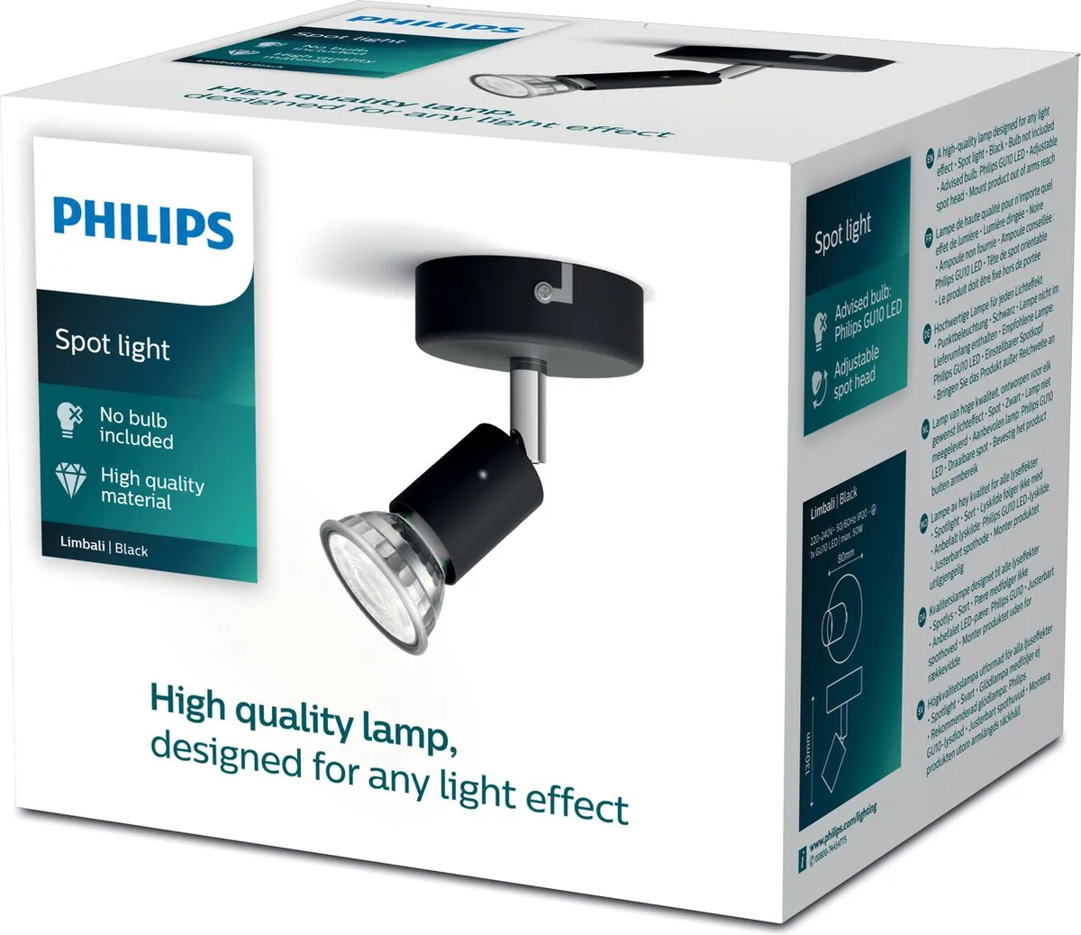 Philips Limbali Opbouwspot GU10 4.6W - Zwart