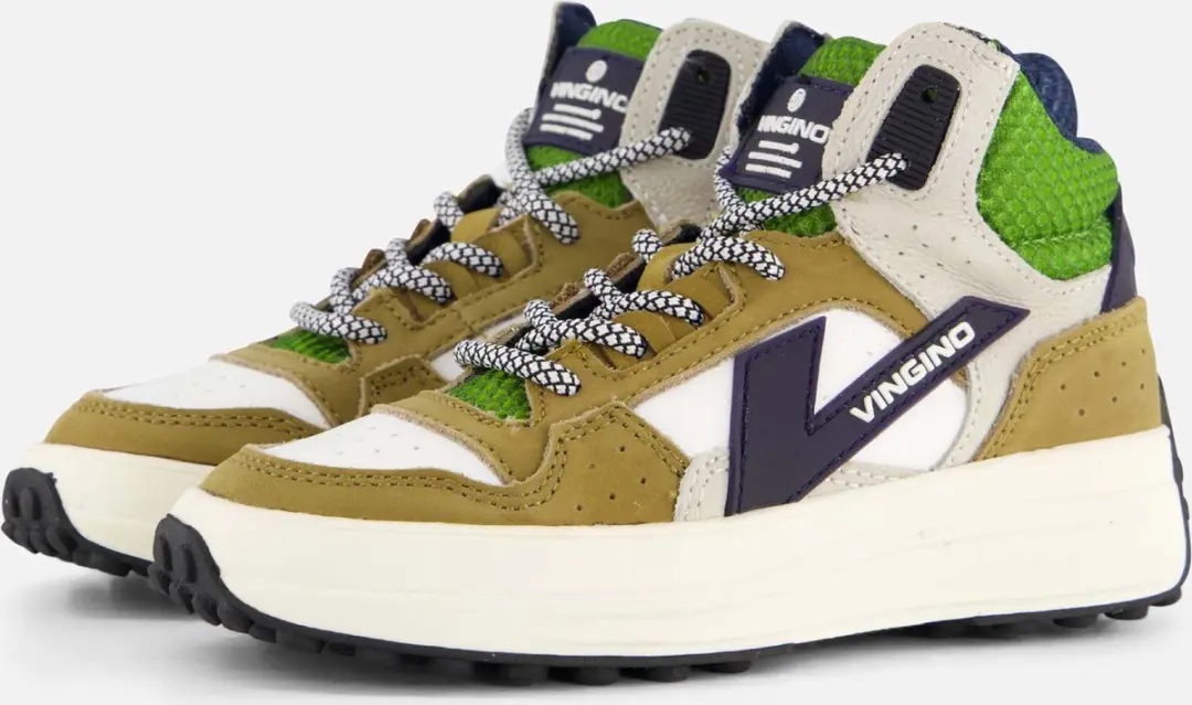 Vingino Vito Mid Sneakers groen Leer