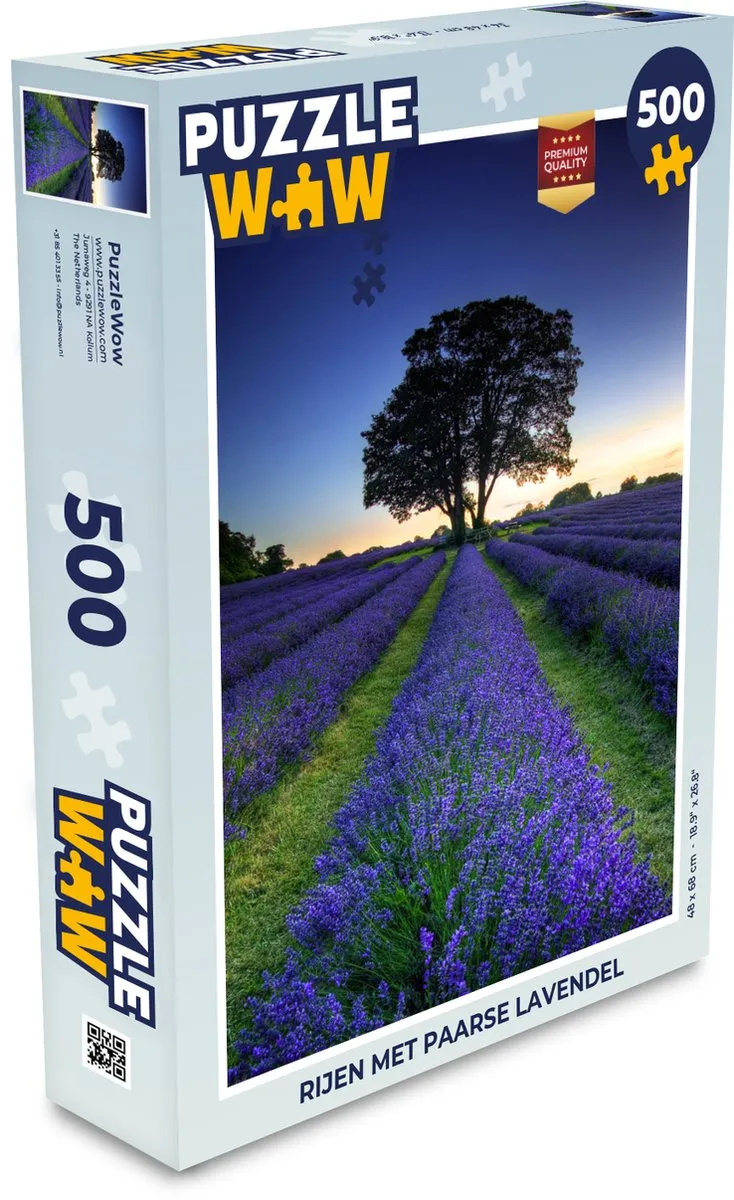PuzzleWow Rijen met paarse lavendel Legpuzzel 500 Stuks - Multicolor