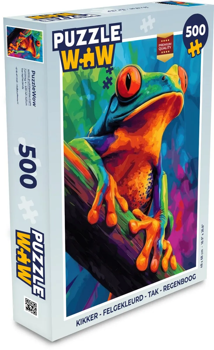 PuzzleWow Kikker Regenboog Legpuzzel 500 Stuks