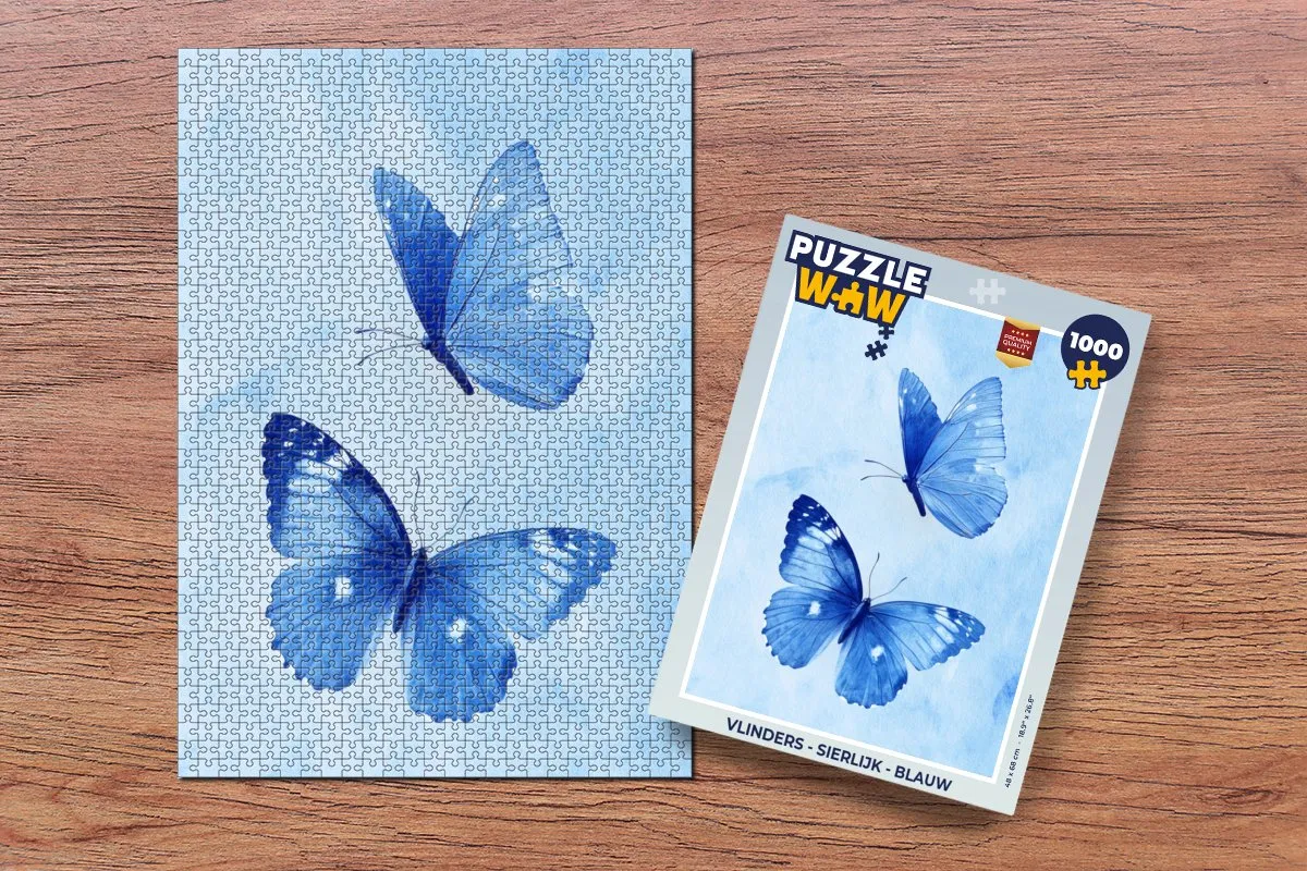 PuzzleWow Vlinders Legpuzzel 1000 Stuks - Blauw