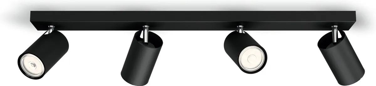 Philips Kosipo Opbouwspot 4x GU10 Warmwit - Zwart