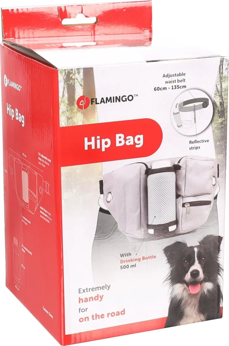 Flamingo Hiker Heuptas Honden 60-145cm - Grijs
