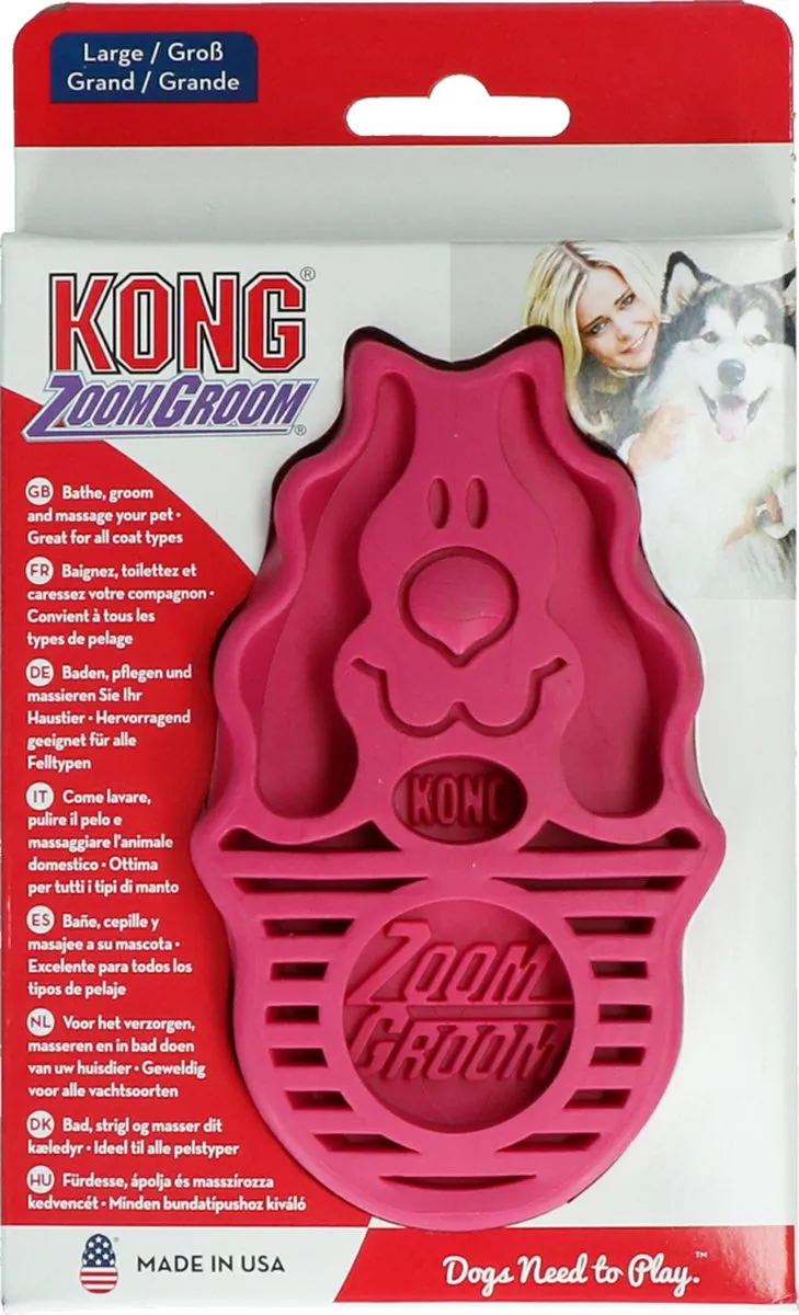 KONG Zoomgroom Rubberen Borstel - Roze - afbeelding 6 van 6