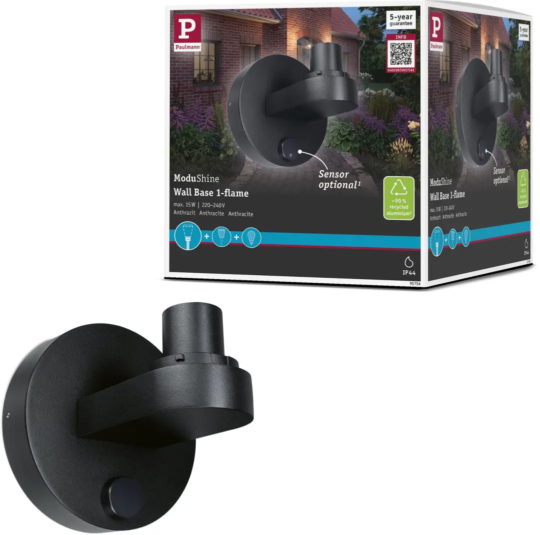 ModuShine Wandbevestiging Enkele lichtuitgang IP44 rond Antraciet