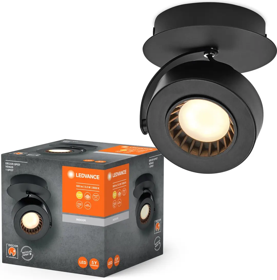 LEDVANCE Decor Spot Venus - 5,5W - 3000K - Zwart - afbeelding 3 van 5