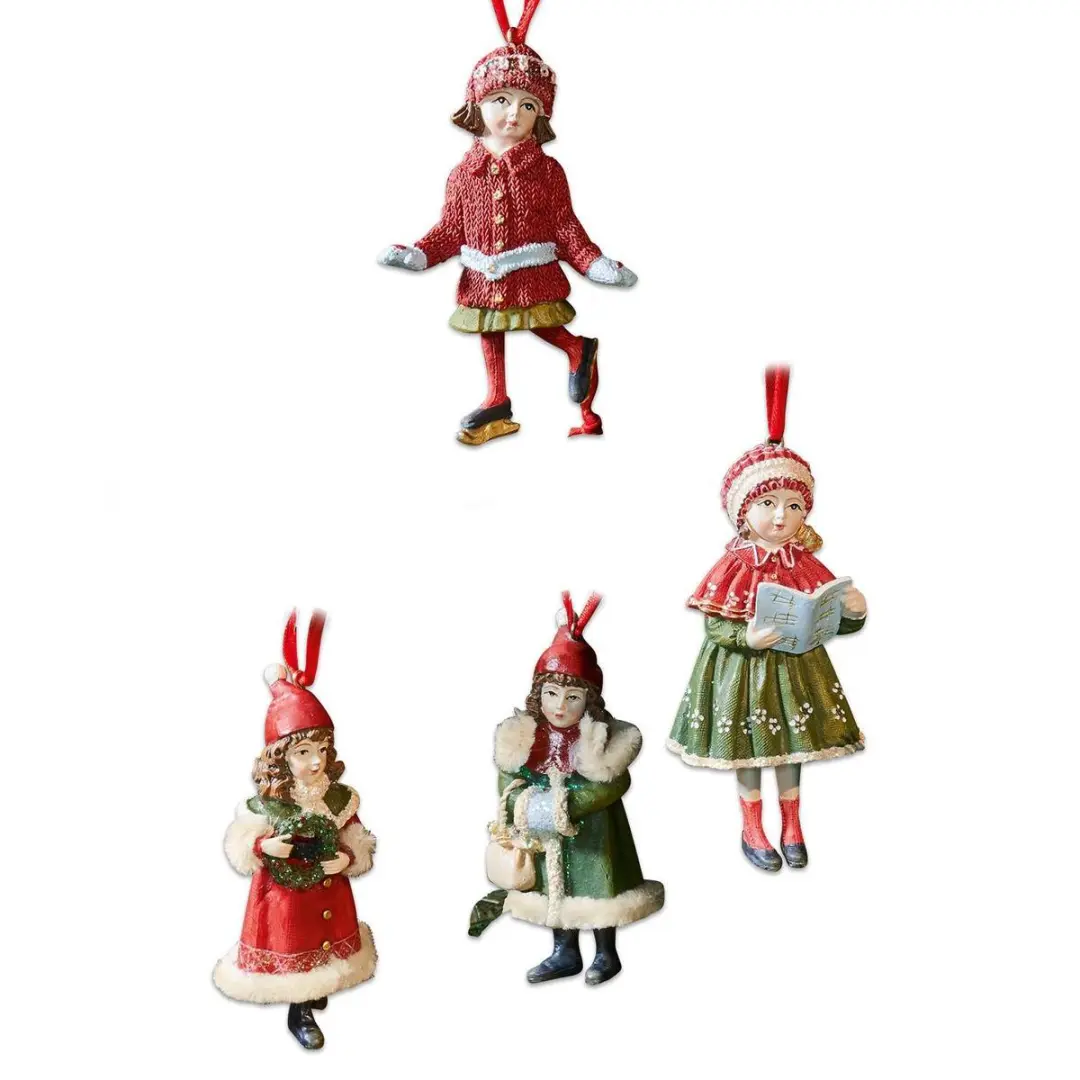 Loberon Nostalgic Hangers - 4 Stuks - Rood/ Groen - afbeelding 2 van 3