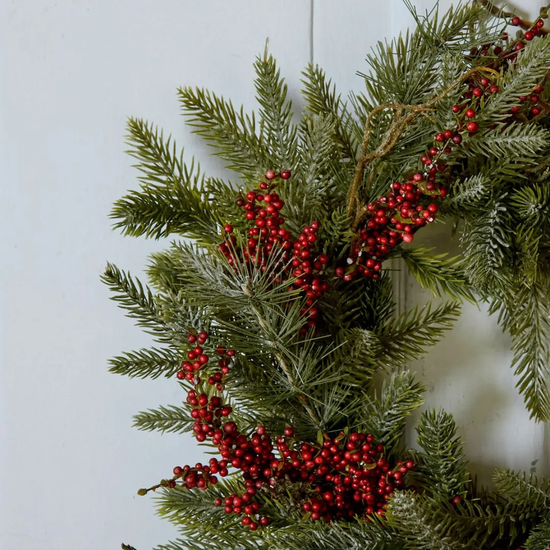 Loberon Zenzola Krans - 50cm - Groen/Rood - afbeelding 2 van 5