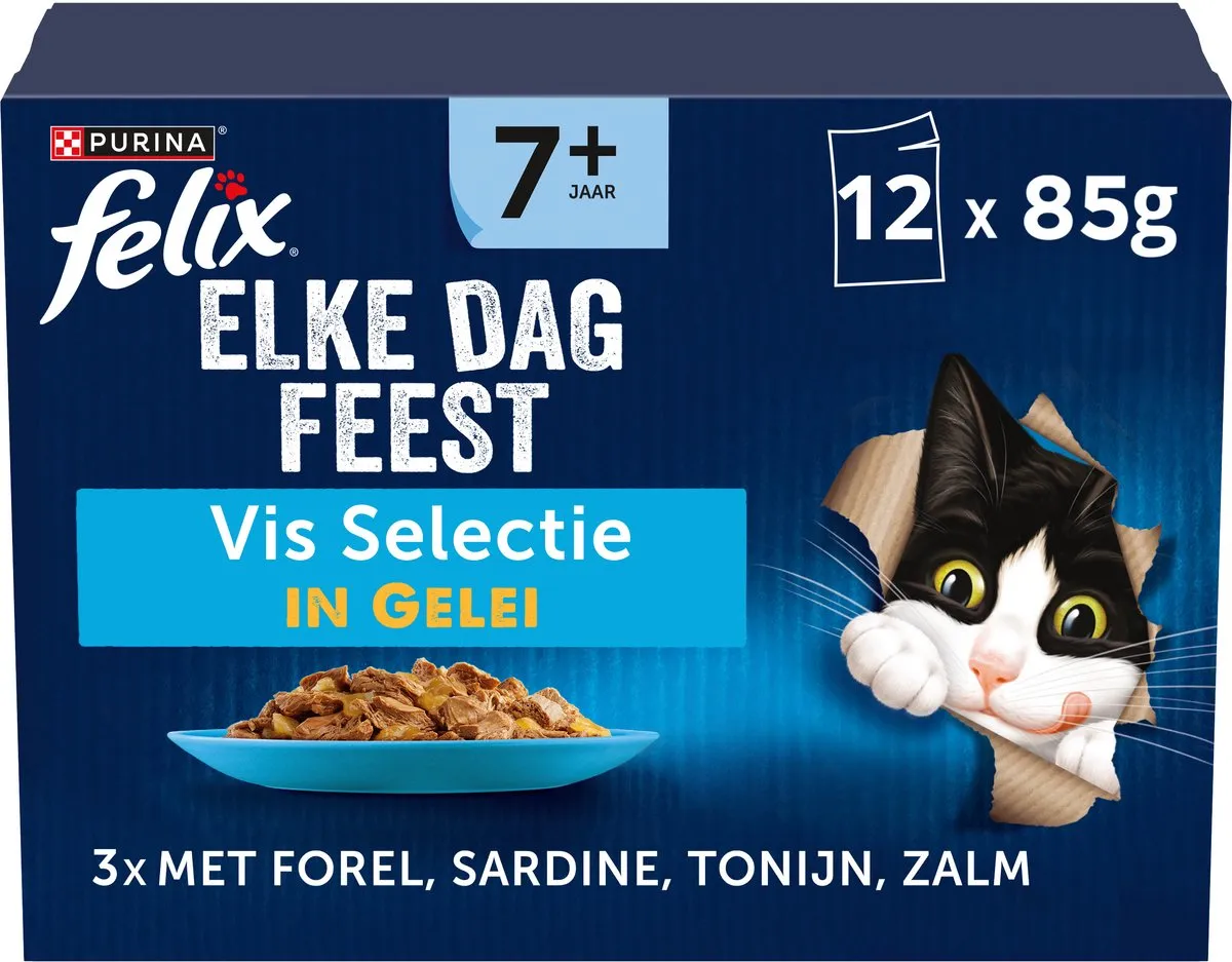 Felix Elke Dag Feest 7+ Senior Vis Selectie Natvoer - 48x85g