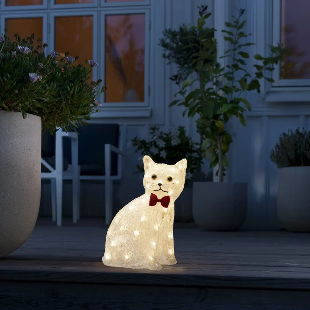 Konstsmide Kerstfiguur Kat LED - 18cm - Wit - afbeelding 5 van 5