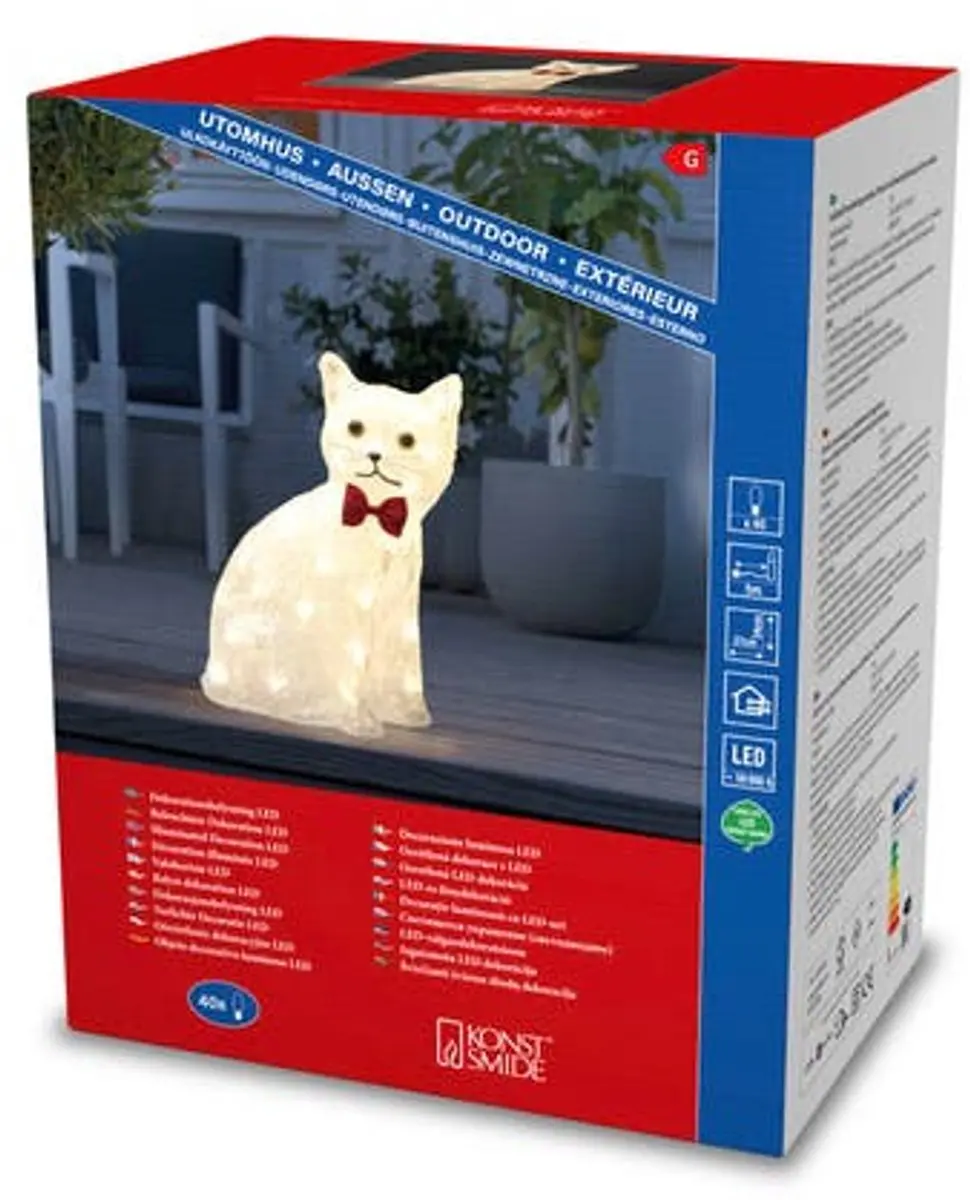 Konstsmide Kerstfiguur Kat LED - 18cm - Wit - afbeelding 2 van 5