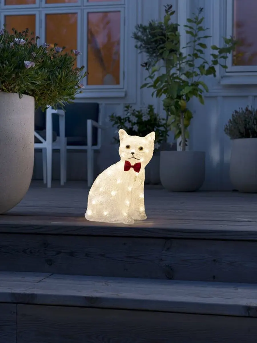 Konstsmide Kerstfiguur Kat LED - 18cm - Wit - afbeelding 3 van 5