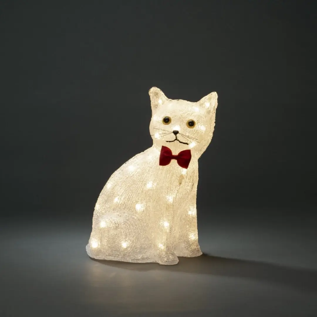Konstsmide Kerstfiguur Kat LED - 18cm - Wit - afbeelding 4 van 5