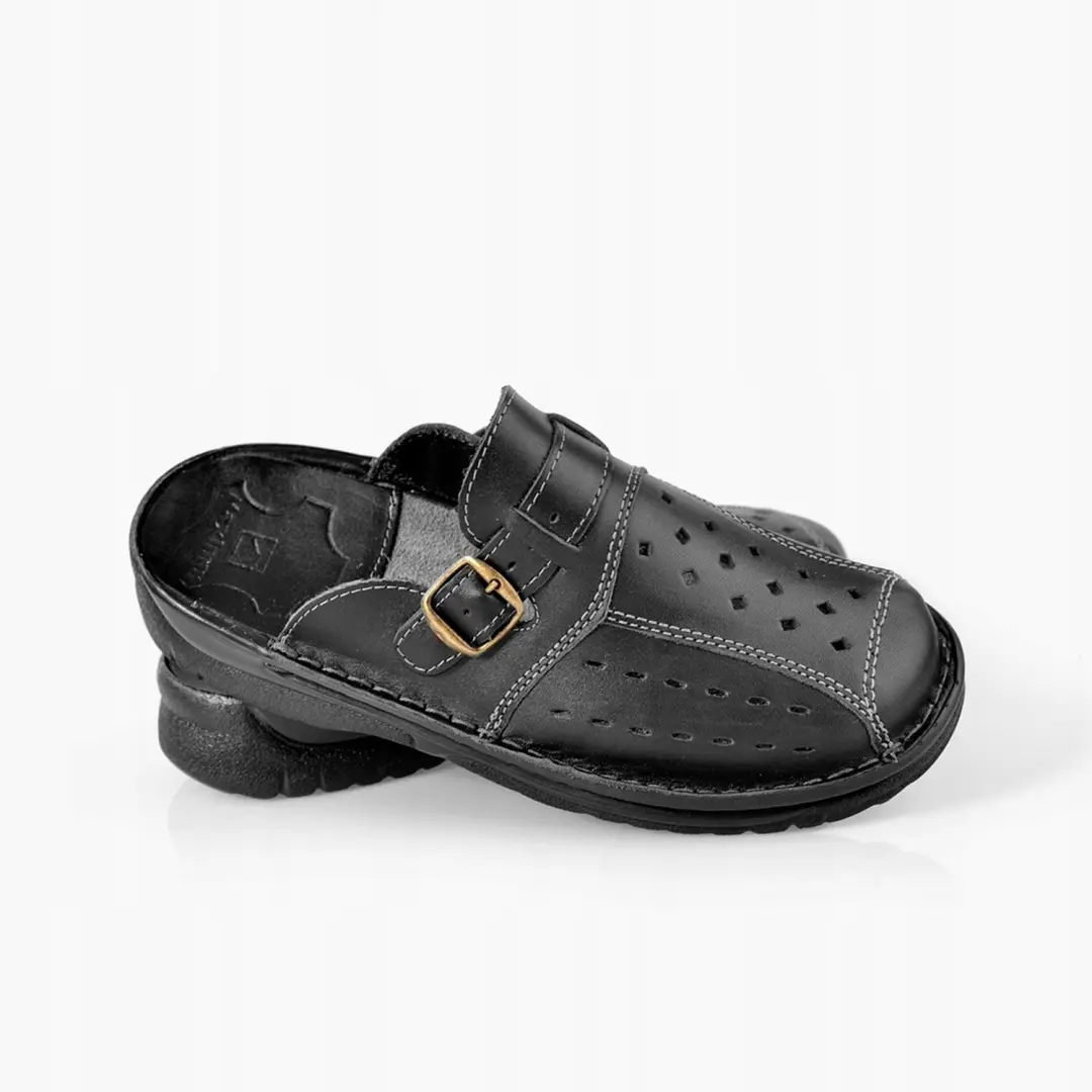 Leren Heren Slippers Maximus 016 Zwart