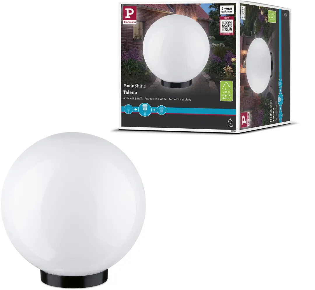 ModuShine Kap Taleno IP44 bolvormig Antraciet, Wit