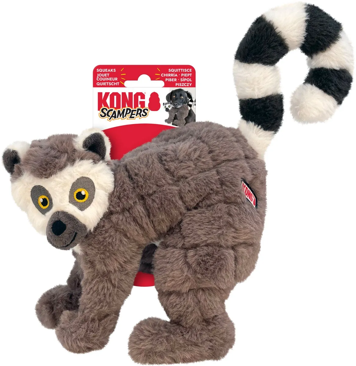 KONG Hond Scampers Lemur Medium - Zwart/Wit/Grijs - afbeelding 6 van 6