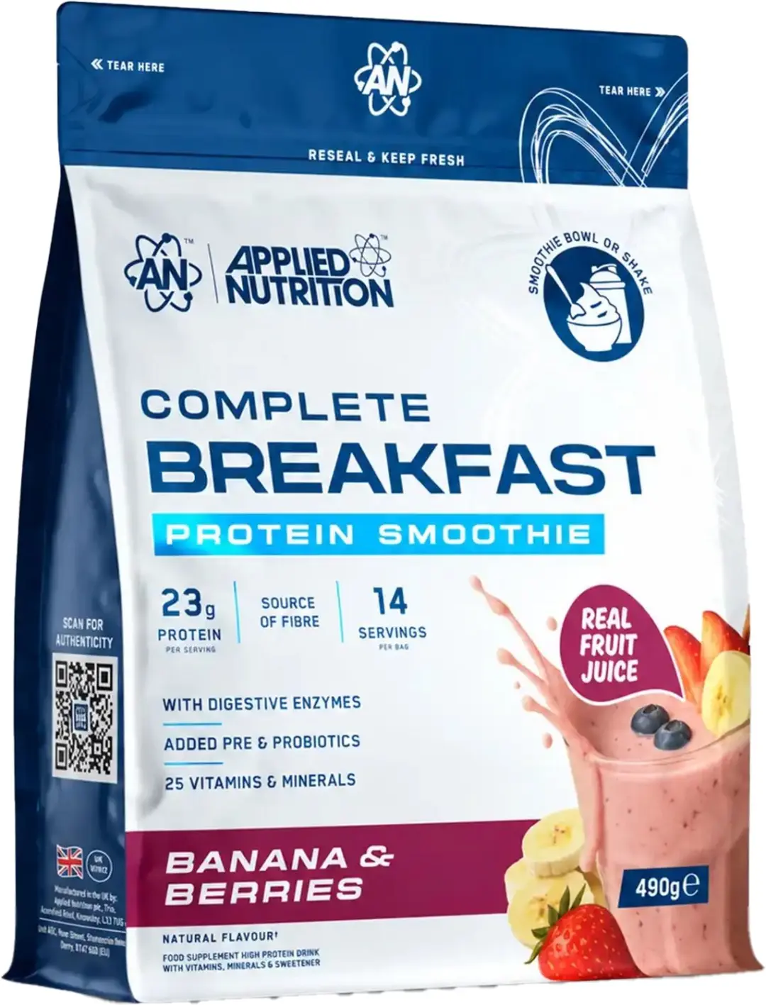 Applied Nutrition Complete Breakfast Smoothie 490g Banana & Berries