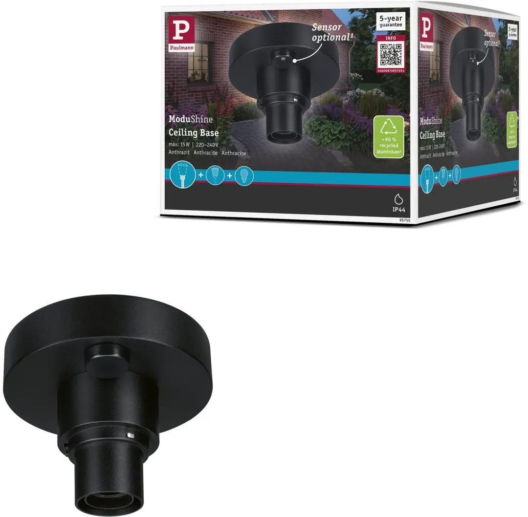 ModuShine Plafondbevestiging IP44 rond Antraciet