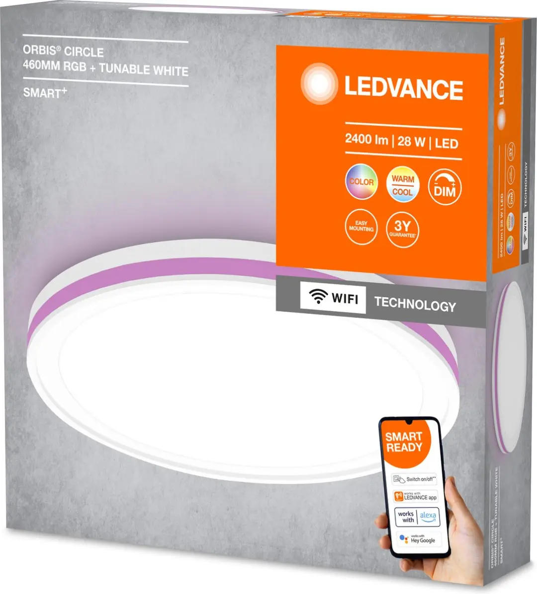 LEDVANCE Slim Plafondarmatuur RGB 28W 900lm - Wit - afbeelding 5 van 6