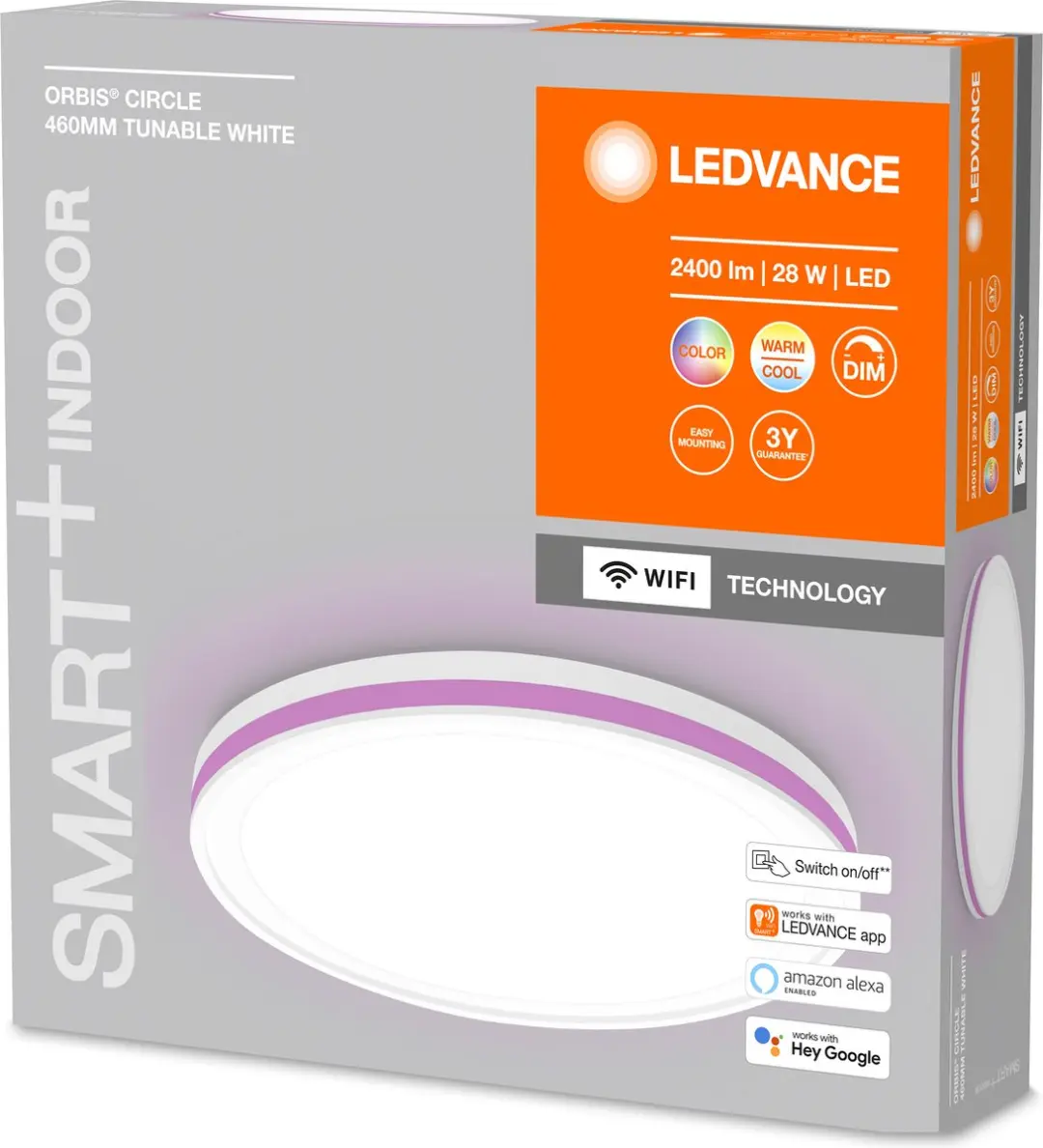 LEDVANCE Slim Plafondarmatuur RGB 28W 900lm - Wit - afbeelding 6 van 6