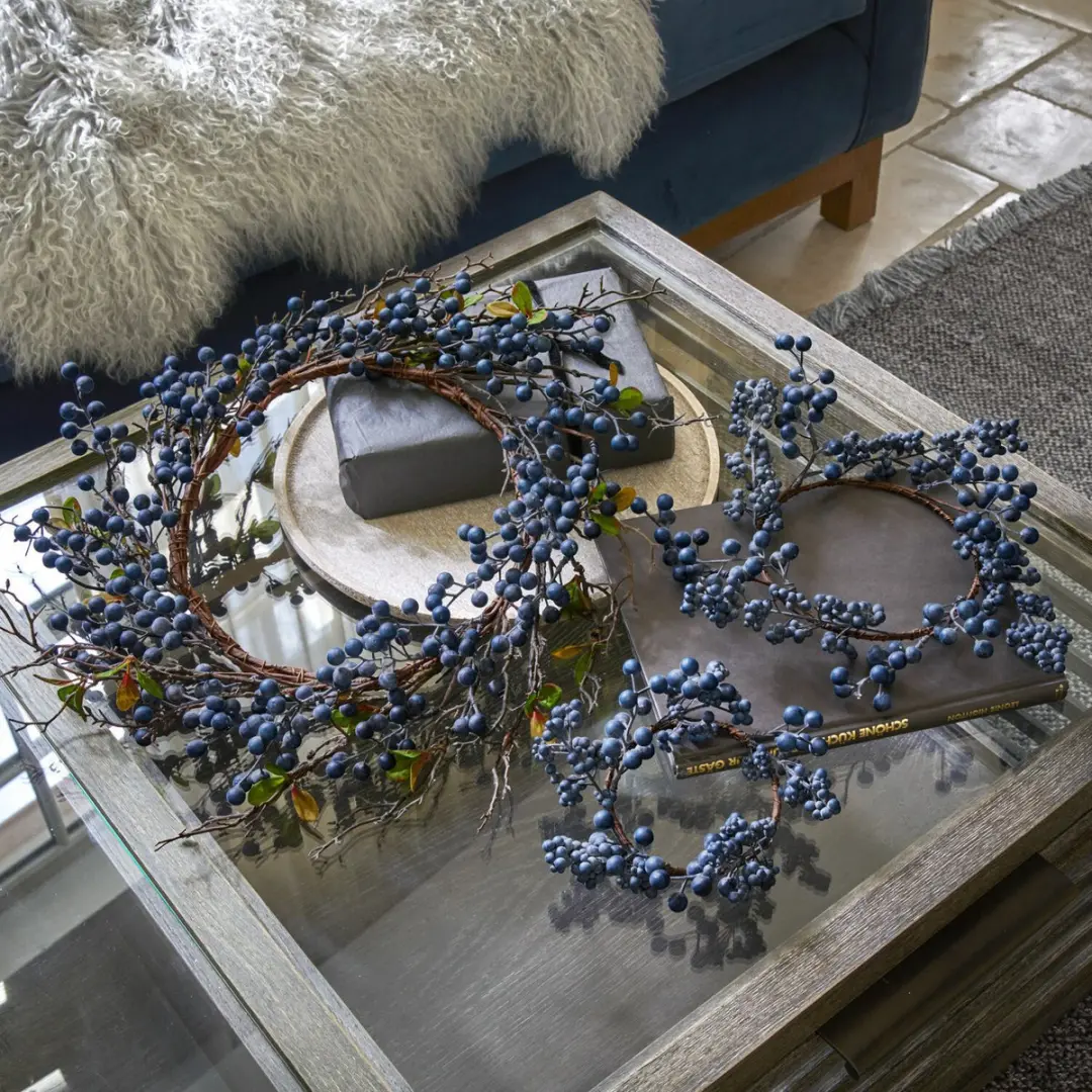 Loberon Kireen Kransset 3 Stuks - 50cm - Bruin/Blauw - afbeelding 5 van 5