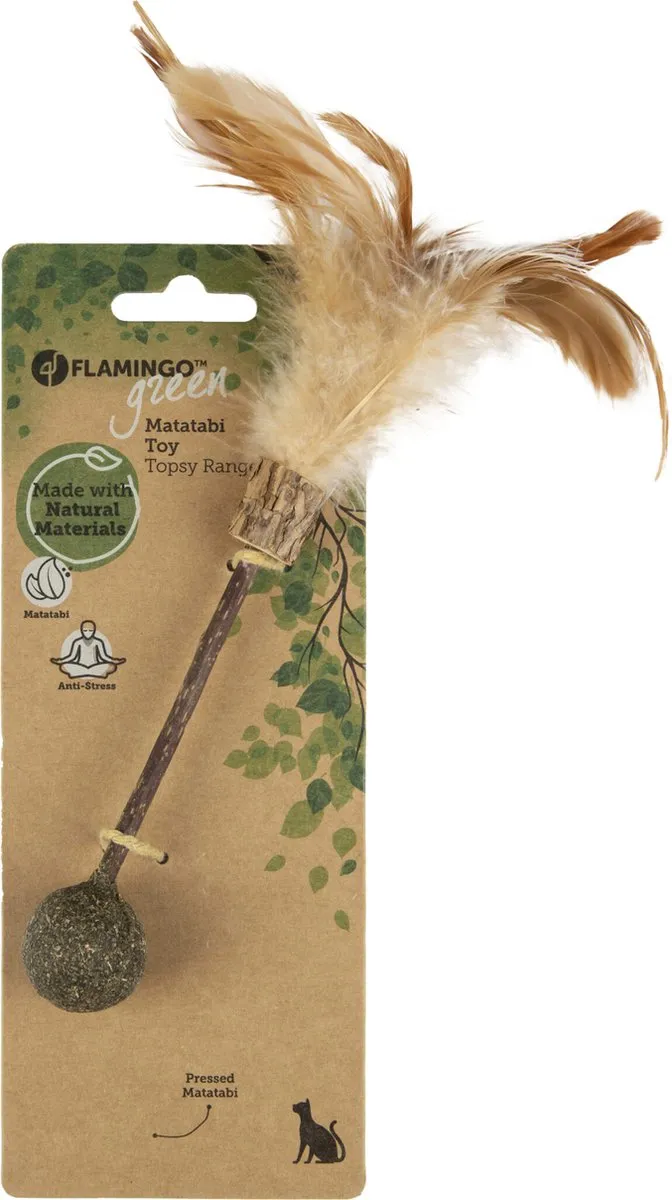 Flamingo Topsy Ps Topsy Stokje Hout+bol Matatabi - 25cm