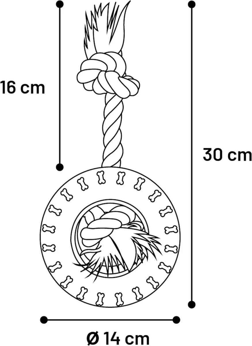 Flamingo Gladiator Touw Hondenspeelgoed - Zwart