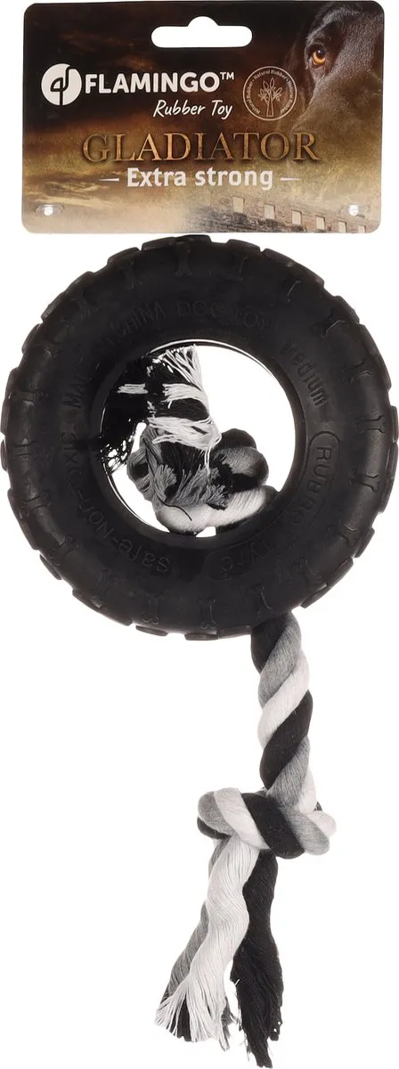 Flamingo Gladiator Touw Hondenspeelgoed - Zwart