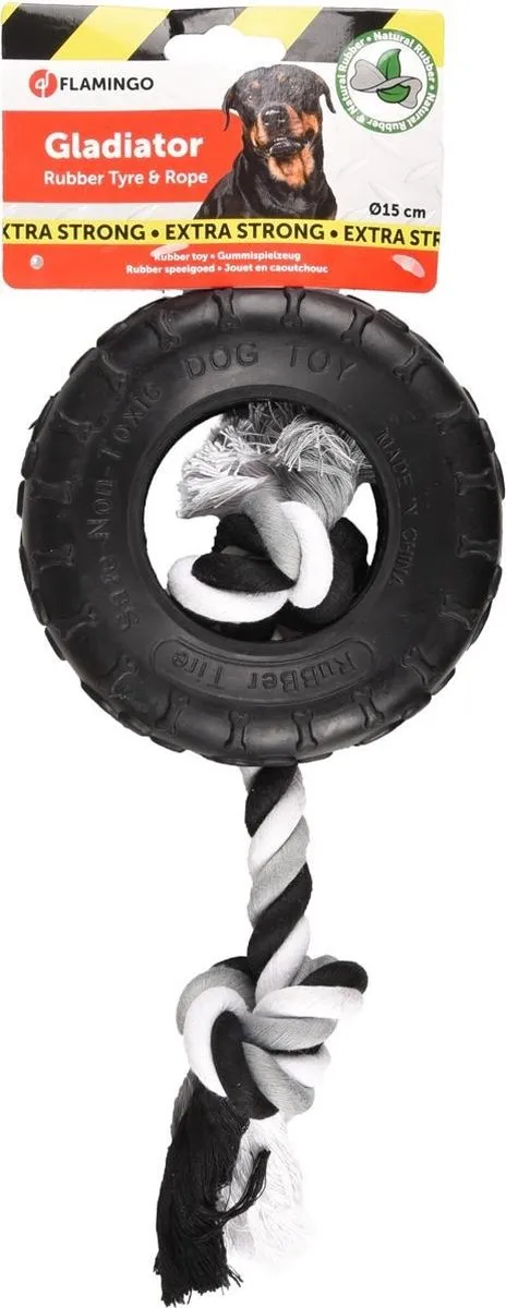 Flamingo Gladiator Touw Hondenspeelgoed - Zwart