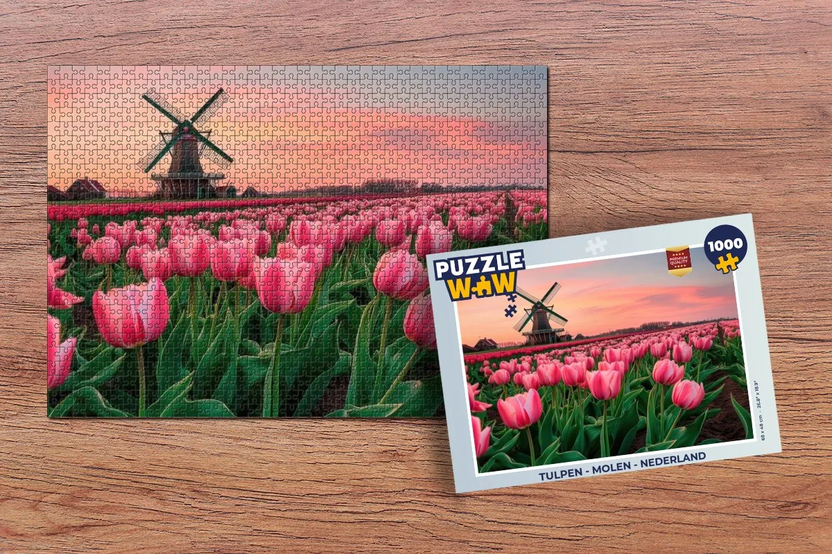 PuzzleWow Legpuzzel Tulpen - 1000 Stuks - Roze