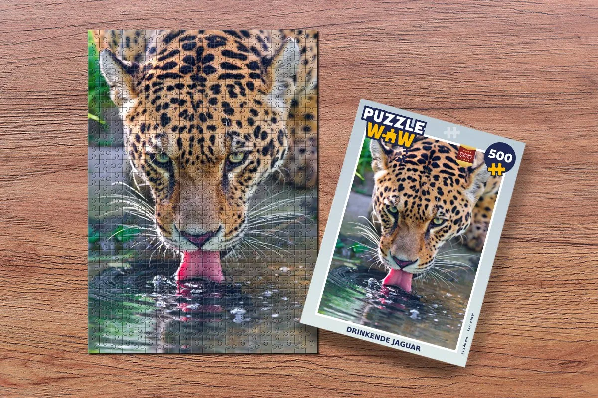 PuzzleWow Jaguar Water Tong Legpuzzel 500 Stuks - Multicolor