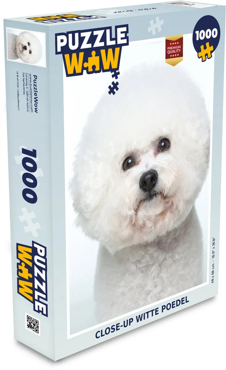 PuzzleWow Close-up Witte Poedel Legpuzzel 1000 Stuks