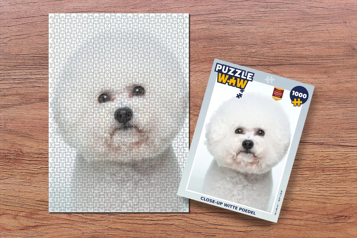 PuzzleWow Close-up Witte Poedel Legpuzzel 1000 Stuks - Multicolor