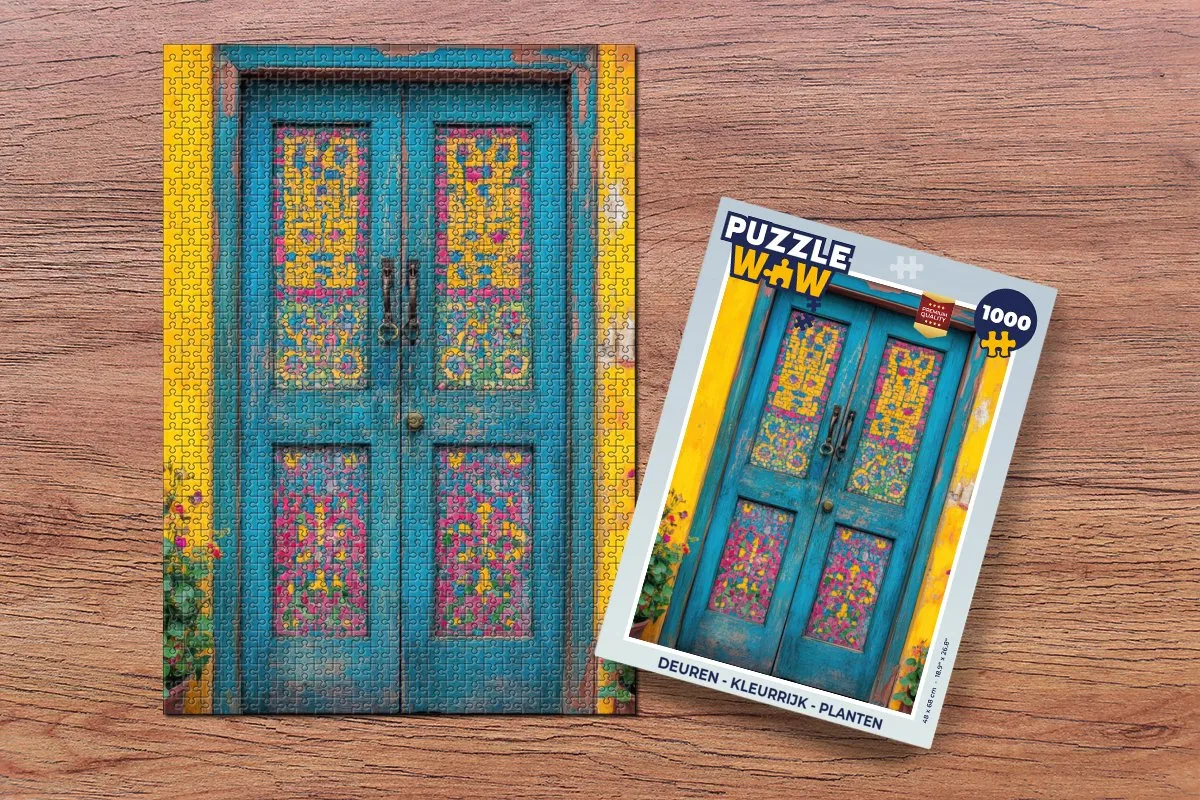 PuzzleWow Kleurrijke Planten Deuren Legpuzzel 1000 Stuks - Geel