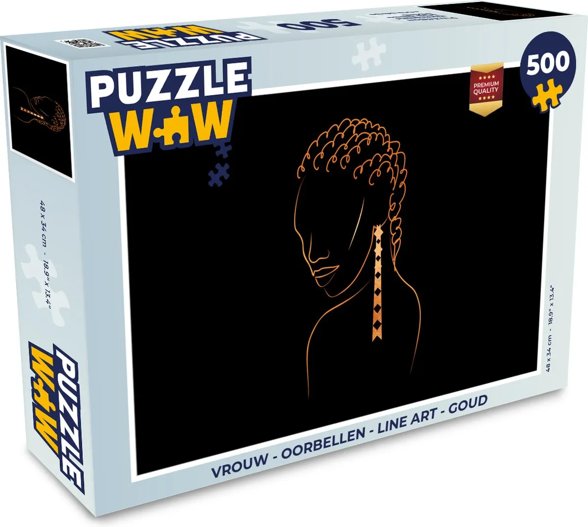 PuzzleWow Oorbellen Line Art Puzzel 500 Stuks