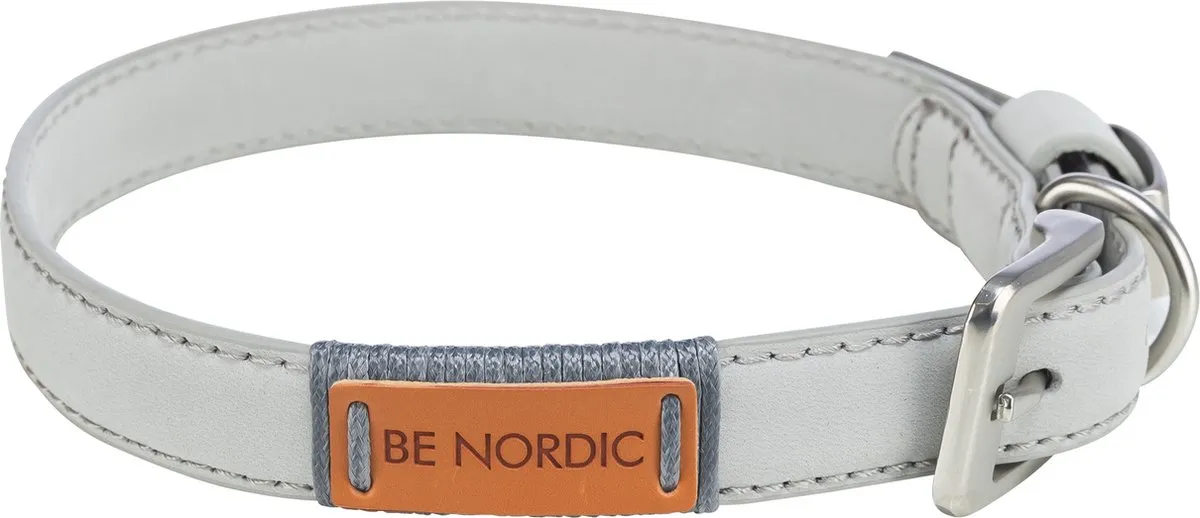 Trixie Be Nordic Leren Halsband - Lichtgrijs - S