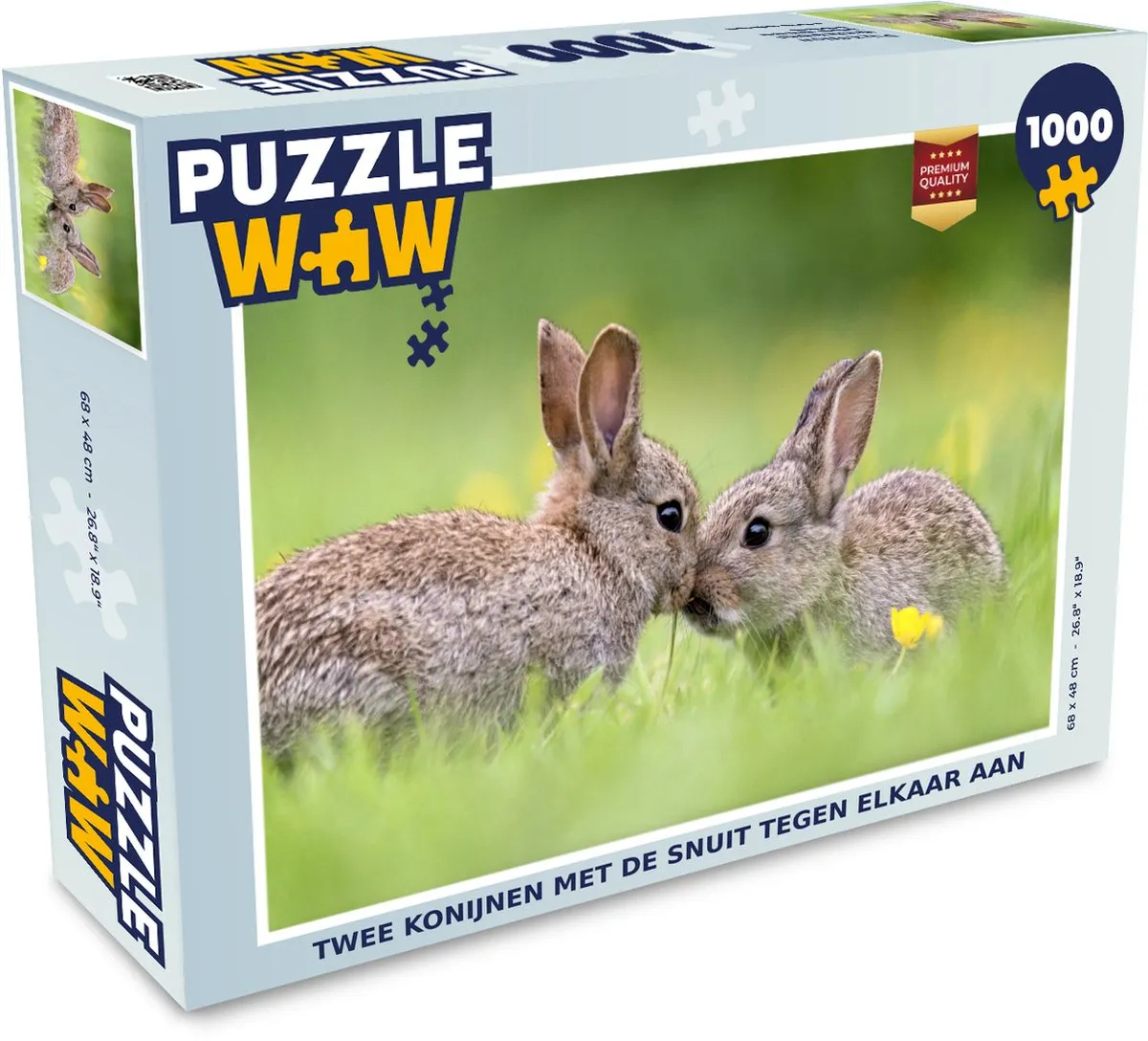 PuzzleWow Legpuzzel Twee Konijnen 1000 Stuks - Multicolor