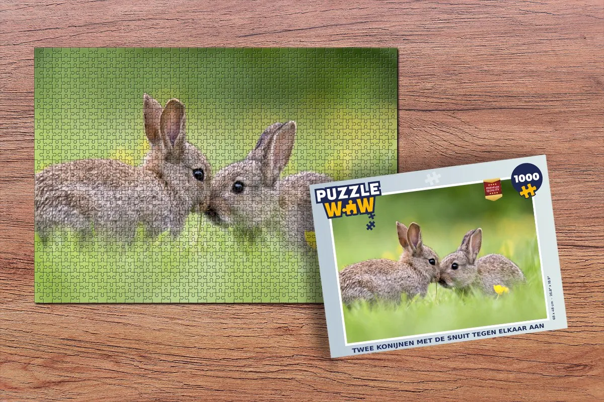 PuzzleWow Legpuzzel Twee Konijnen 1000 Stuks - Multicolor