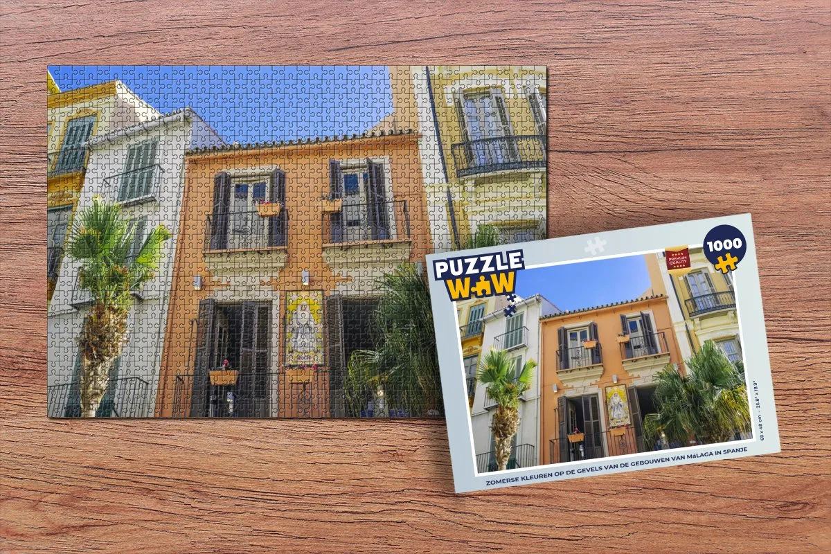 PuzzleWow Legpuzzel Málaga Zomerse Gevels 1000 Stuks - Multicolor